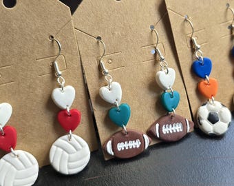Customizable Polymer Clay Sports Team Earrings