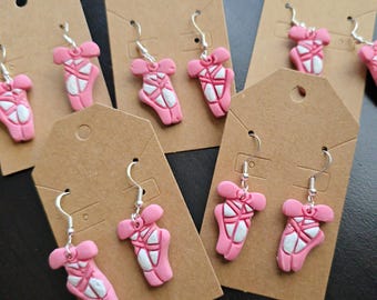 Handmade Polymer Clay Ballet Shoe Earrings - Sterling Silver