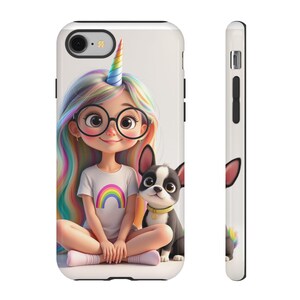 Unicorn & Dog Phone Case, Cute Tough Cases for Kids, Magical Gifts for Birthdays, Colorful Phone Accessories, Unicorn Lover Case