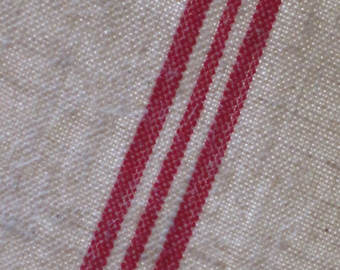 Antique French Bolt of Linen Torchon Fabric With Red Stripe 5 Etsy