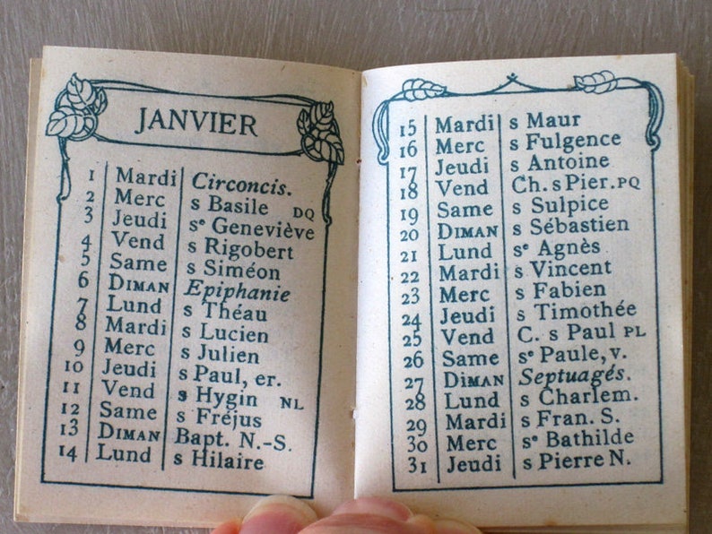 French Miniature Calendar 1929 Saints Days Pocket Diary Etsy