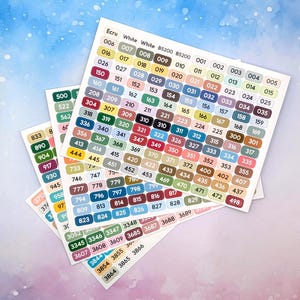 DMC Floss Color Labels for Bobbins and Floss Drops - Set of 493 stickers
