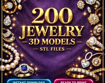 Jewelry STL Files 200 3D Print Models Bundle – Ring, Pendant & Earring Pack – Commercial Use Allowed