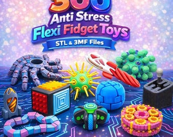 300 Flexi Fidget Toys STL & 3MF Files 3D Models – Sensory, mechanical, Articulated toys Pack