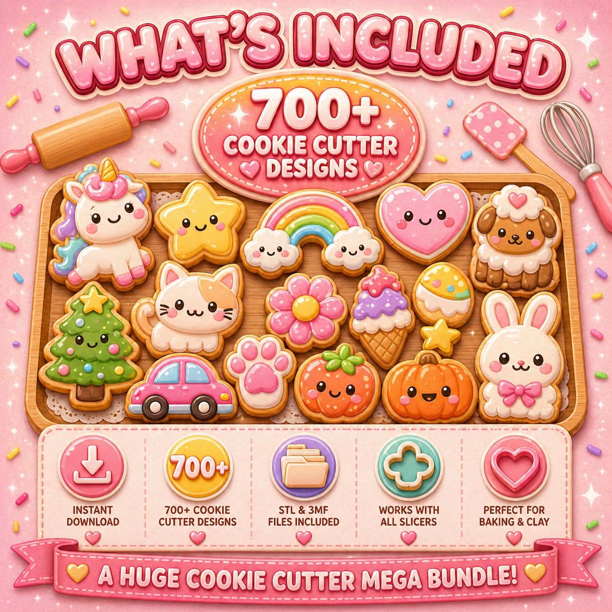 700+ Cookie Cutter STL & 3MF Files | 3D Print Baking, Fondant, Clay ...