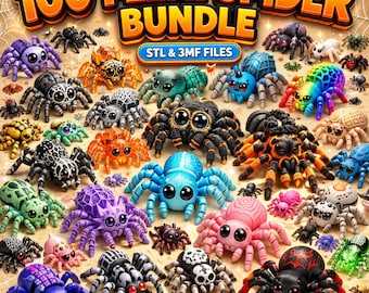 100 Flexi Spider STL & 3MF Files Articulated 3D Print Models – Fidget and Mini Toys ( Commercial Use )
