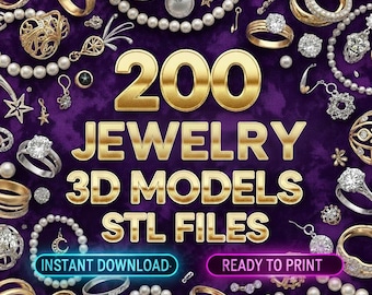 200 Jewelry 3D Print Models STL Files – Ring, Pendant & Earring Pack