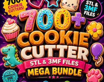 700+ Cookie Cutter STL & 3MF Files | 3D Print Baking, Fondant, Clay Cutters Mega Bundle | Instant Download, Commercial Use
