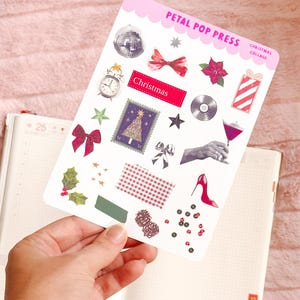 Christmas Collage Stickers: Junk Journal Ephemera, Planner Stickers