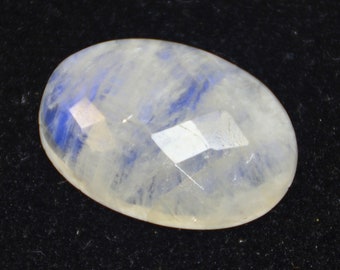 24mm by 17.5 by 8mm faceted Rainbow moonstone cabochon