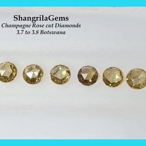 One 3.8mm to 3.7mm Rose cut Champagne diamond 0.16ct 1.5mm deep on average