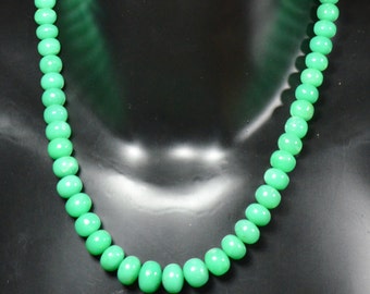 7mm - 11mm 8" Chrysoprase smooth beads ch005  Apple green with a hint of blue 150cts per 8" strand (we suggest using 0.010in 0.25mm wire)