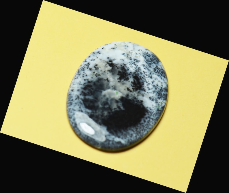 36mm Dendritic opal cabochon or Agate oval cabochon black /& white