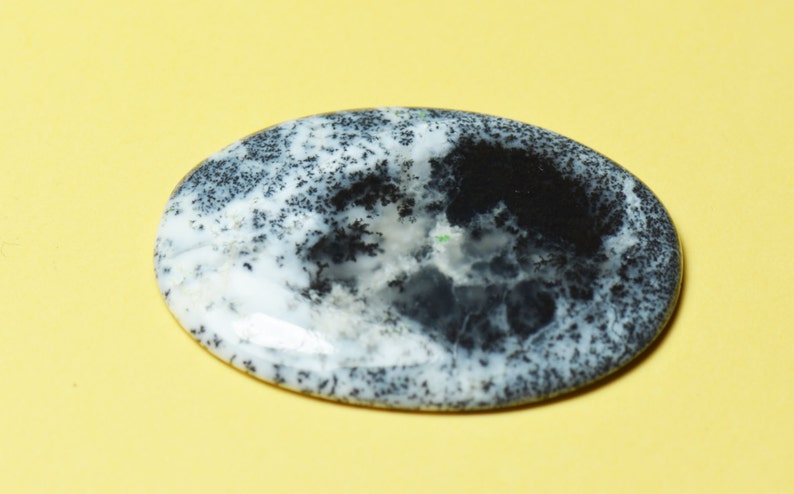36mm Dendritic opal cabochon or Agate oval cabochon black /& white