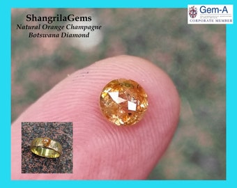 5.3mm 0.88ct Orange rose cut diamond  Botswana 5.3 by 3.58mm deep natural and untreated