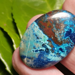 32mm Azurite cabochon Shattuckite chrysocolla oval cabochon with cuprite 32 by 22 by 4mm 26ct image 3