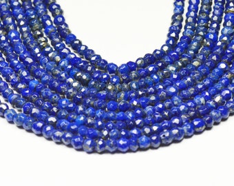 4mm Lapis Lazuli beads faceted 13.5" line LAPB001 (we suggest using 0.010in 0.25mm wire)