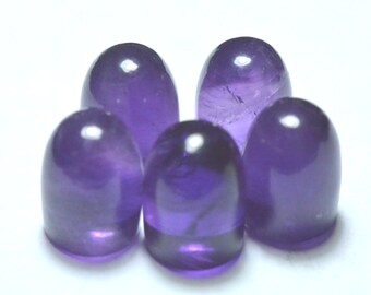 One 14 by 10mm amethyst purple smooth bullet cut gemstone cabochon