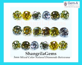 0.5ct 5 3mm Mixed Color Natural Diamonds from Botswana Grade VS2 to SI2 - grading explained in the info.