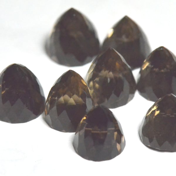 Lot of 2 9mm Smokey Quartz Bullet faceted cut brown 9mm by 9.5mm approx