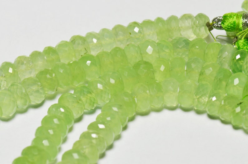 9.5 line 7 to 8mm PREHNITE faceted gemstone beads we suggest using 0.010in 0.25mm wire