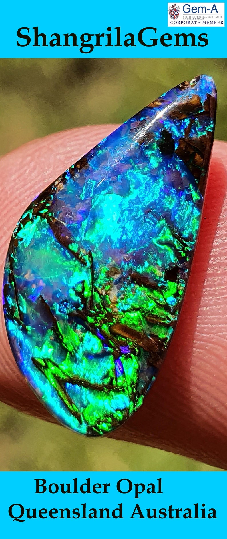 17.4mm Boulder opal free form AAA Quality 17.4 by 8.4 by 5.2 see VIDEO image 2