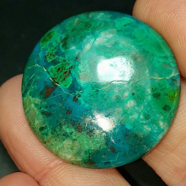 41ct 31 mm Azurite Chrysocolle avec Malachite ronde cabochon naturel et non traité 31mm par 5mm de profondeur