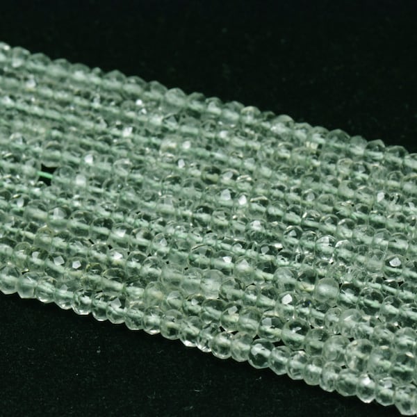 4mm Green Amethyst 14" faceted roundelle beads AMG001 (we suggest using 0.010in 0.25mm wire)