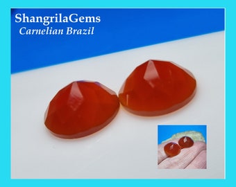 15.5mm Carnelian Rose cut Pair Natural and untreated 15.5 by 7.5mm 19.5ct total