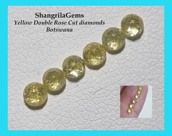 One 3mm Rose cut Yellow Diamond Double cut with table 3mm by 2mm deep approx Medium Yellow 0.95ct