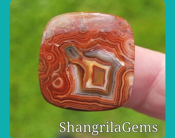 21mm Laguna Red Lace agate cabochon square cushion 21 by 21 by 5mm 26ct