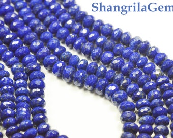 5MM 9" line Lapis Lazuli blue faceted beads roundelles AA Grade lapb08 (we suggest using 0.010in 0.25mm wire)