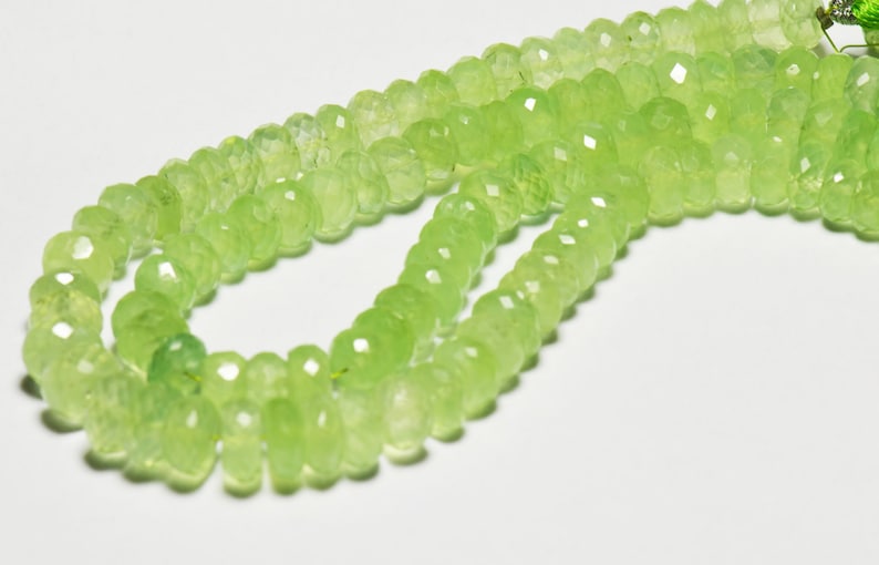 9.5 line 7 to 8mm PREHNITE faceted gemstone beads we suggest using 0.010in 0.25mm wire
