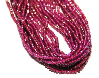 14" line 3mm RHODOLITE GARNET AAA faceted rondelle or rondelles pink red beads garr05 (we suggest using 0.10in 0.25mm wire)