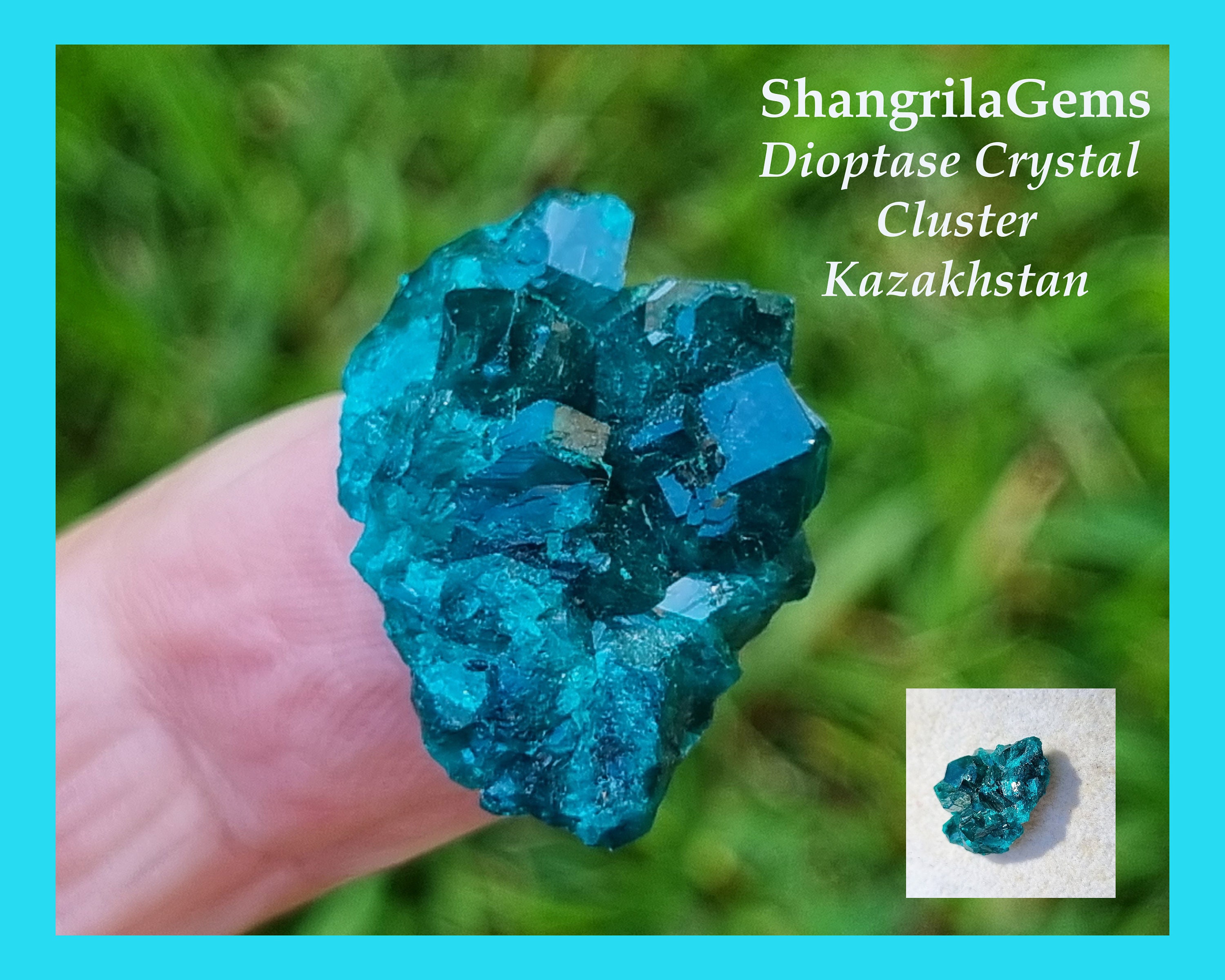 23mm Dioptase Ocean Blue Green Crystal From Kazakhstan