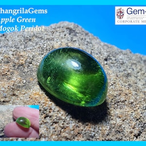 12mm 8.5ct Apple Green Peridot oval cabochon from Mogok 12 by 9.7 by 7mm