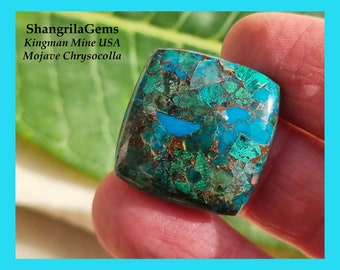 23mm Mojave Chrysocolla cabochon square cushion 23 by 22 by 5.5mm 27ct