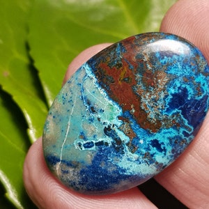 32mm Azurite cabochon Shattuckite chrysocolla oval cabochon with cuprite 32 by 22 by 4mm 26ct image 5