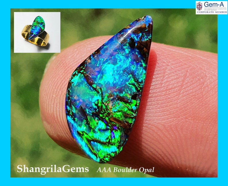 17.4mm Boulder opal free form AAA Quality 17.4 by 8.4 by 5.2 see VIDEO image 1