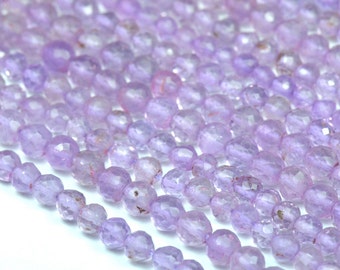 14" line 3 to 4mm Lavender AMETHYST faceted round beads PAM001 (we suggest using 0.10in 0.25mm wire)