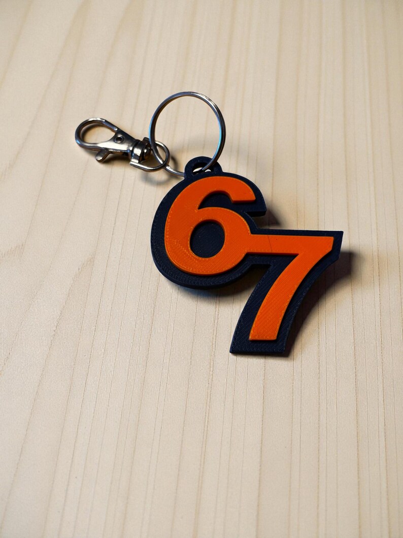 3D Printed '67' Keychain – Funny Meme Bag Tag, Student Gift - Etsy