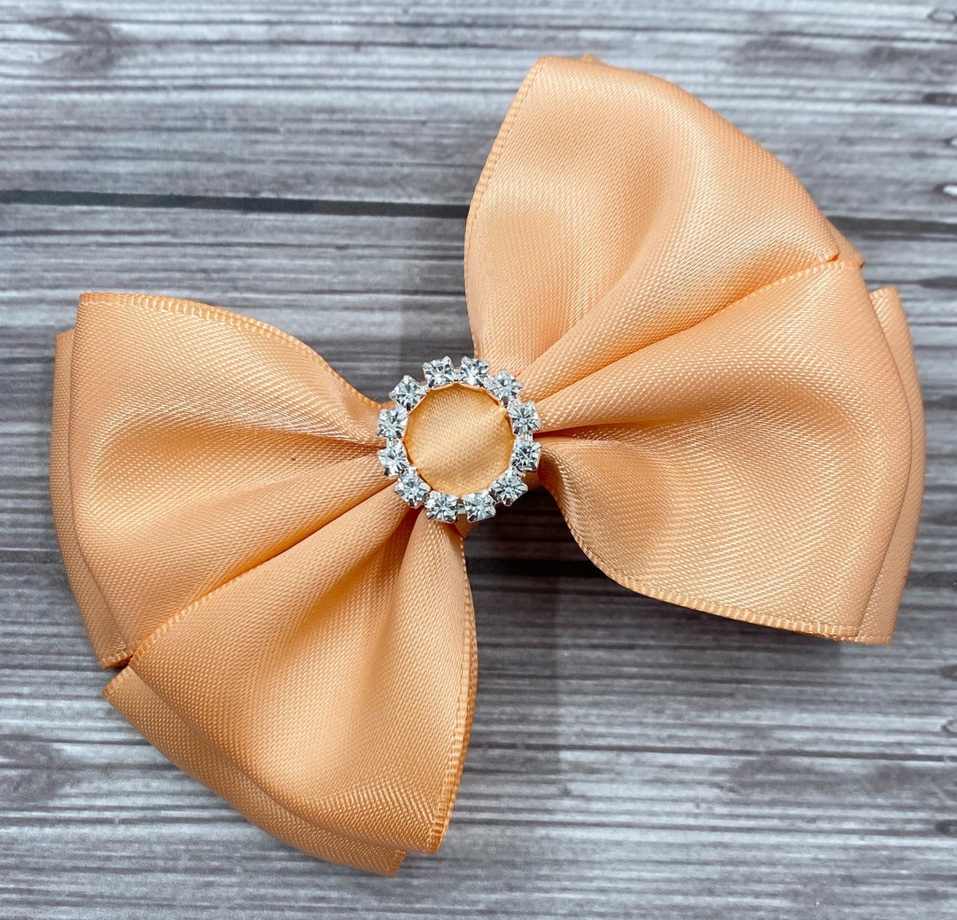 Peach Hair Bow Peach Hair Clip Peach Bow Satin Hair Bow Etsy