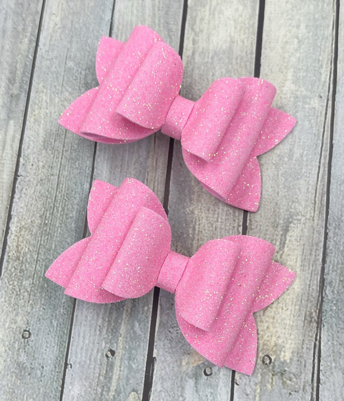 Pink Glitter Bow Pink Hair Bow Pink Glitter Pink Bow Etsy