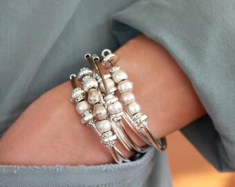 Bella Metallic Bronze Leather Wrap Bracelet with Mixed Metal Beads