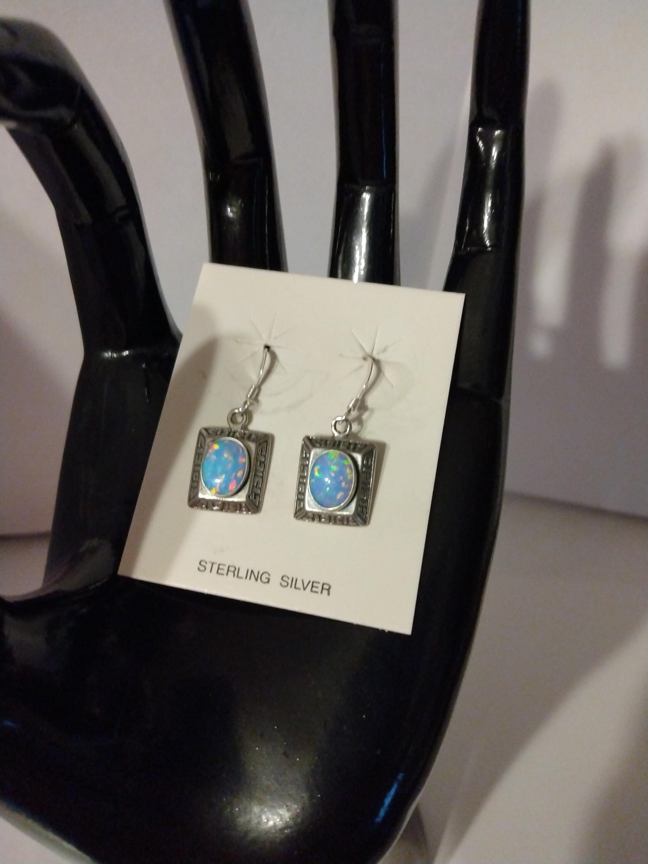 Native American Made Opal and Sterling Silver Earrings - Etsy