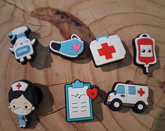 Nurse Doctor Healthcare themed Shoe Charms for Crocs 7 pieces set