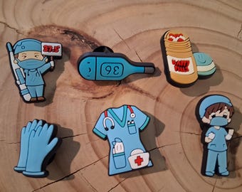 Nurse Doctor Healthcare themed Shoe Charms for Crocs 6 pieces set