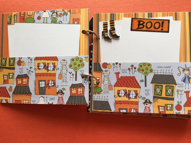 Halloween premade scrapbook Halloween album Halloween chip Etsy