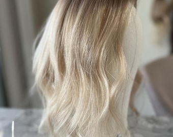 Medium-Full Density Hair Topper | 18" Natural Blonde | 5x6 Lace Cap | 100% Remy Hand-Tied Hair | Gentle on Thin, Fragile Hair