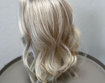 Medium Density Hair Topper | 16" Platinum Blonde | 4x5 Fabric Cap | 100% Remy Human Hair | Wig Alternative | Gentle on Thin Fragile Hair